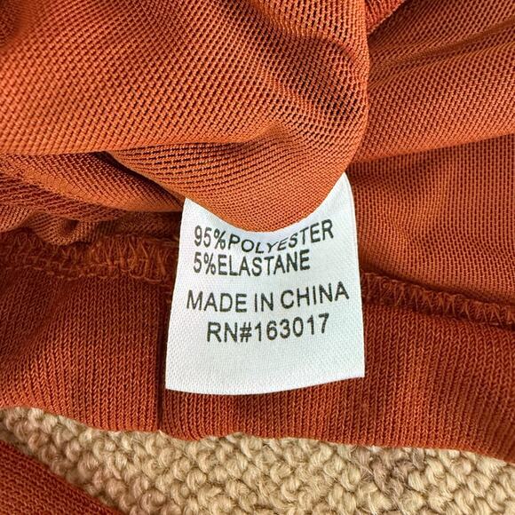 Princess Polly Burnt Orange V neck cropped top with tie back and cutout 4 - Picture 11 of 11